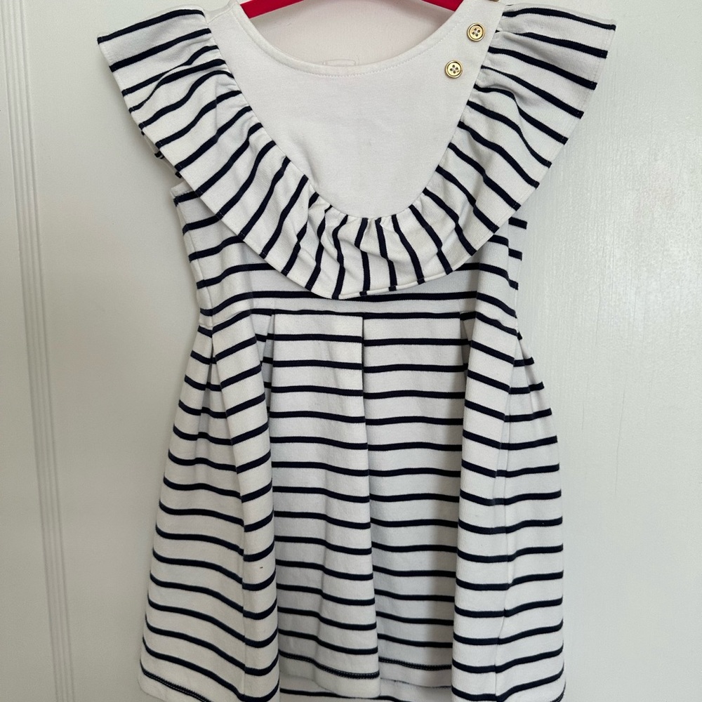Beautiful Janie & Jack navy & white striped dress